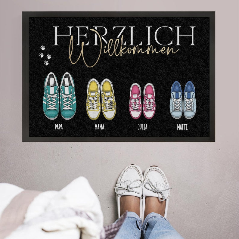 Personalized doormat family doormat Shoes - complete with family name, family members and names