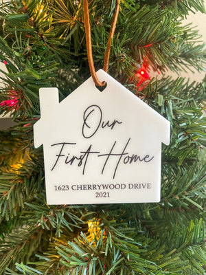 Our first home ornament, Our first home ornament, First home ornament, Address ornament, New home ornament, Custom home ornament