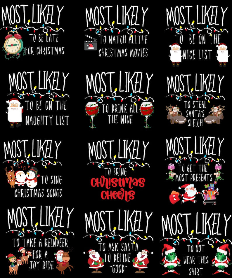 Family Christmas Matching Shirt, Dog Tank, Most Likely To, Funny Christmas Tshirt ,For Mom Dad Bother Sister Family Dog Uncle Aunt Grandma