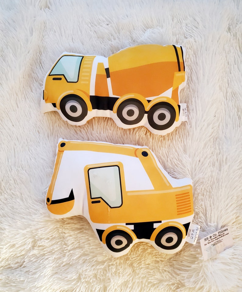 Firetruck Pillow, Schoolbus Pillow, Construction Truck Pillow, Garbage truck Decorative Pillow, Kids Room Decor, Boys Decor