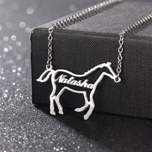 Personalized Horse Necklace, Equestrian Name Necklace, Custom Name Necklace, Gift for Girl Necklace, Horse Lover Necklace, Personalized Gift