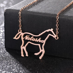 Personalized Horse Necklace, Equestrian Name Necklace, Custom Name Necklace, Gift for Girl Necklace, Horse Lover Necklace, Personalized Gift