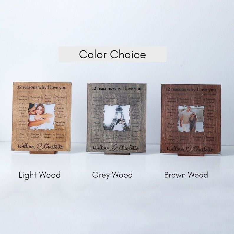 12 reasons why i love you, Personalized Wooden Puzzle Birthday Gift for Her Anniversary Gift for Boyfriend Custom Valentines Gift for Him