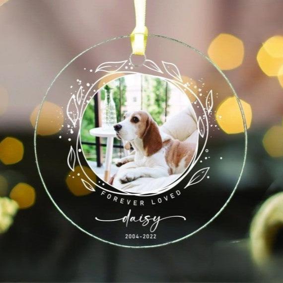 Custom Dog Memorial clear glass or transparent acrylic ornament, Pet Memorial Ornament ornament, In Loving Memory of Cat Ornament