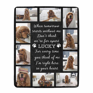 Custom Pet Photo Collage Memorial Fleece Blanket