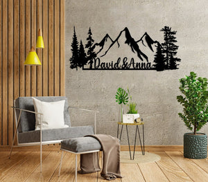 Personalized Mountain Metal Wall Art, Custom Nature and Forest Decor, Man Cave Wall Sign, Personalized Gift, Unique Home Decor, Outdoor Art