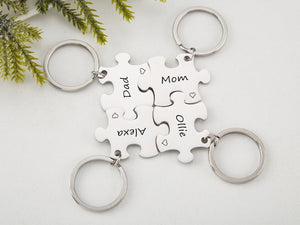 Personalized Puzzle key chain with Names Couples key chain Puzzle jewelry Anniversary gift Boyfriend Gift Valentine's day Gift for her