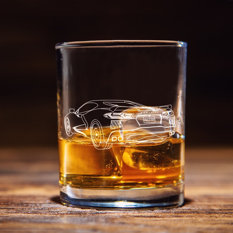 Your Own Car Custom Rock Glass, Personalized Engraved Whiskey Glass, Gifts For Him, Custom Car Illustration, Classic Car Enthusiasts