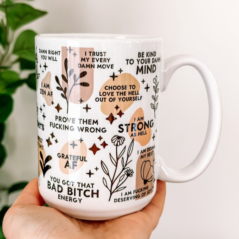Mental Health mug Daily Affirmations cup Daily affirmations mug gift for her best friend tumbler Mental health giftful mug
