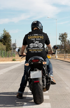 Biker Grandpa Shirt For Fathers day, Birthday Gift, Real Grandpas Ride Motorcycles Then Take Naps Shirt, Funny Biker Shirt, Granddad Gift 2