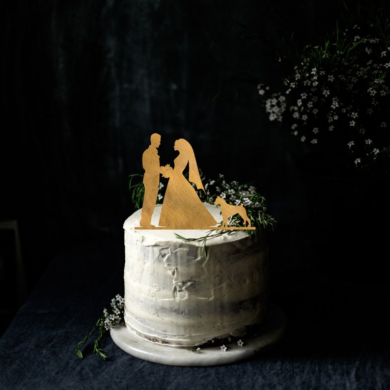 Custom Dog Wedding Cake Topper: Silhouette Couple, Personalized Breed
