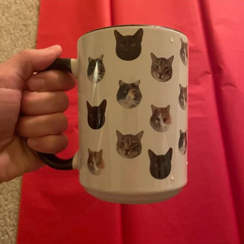 Personalized Cat Face Mug - Customized Cat Mug - Personalized Cat Photo Mug - Personalized Cat Lover Gift - Custom Pet Coffee Mug