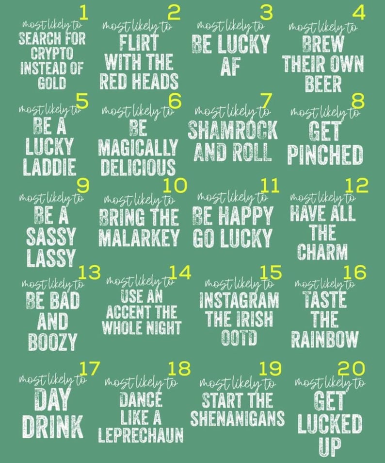 Matching St. Patrick's Day Shirts, Most Likely to TShirt, Funny Patrick Day Party Tee, Custom Drinking Shirts, Patty Pub Crawl Team Shirt