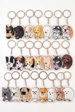 Puppy Acrylic Keychain - 2-side Dog Charms, Gift For Dog Lovers