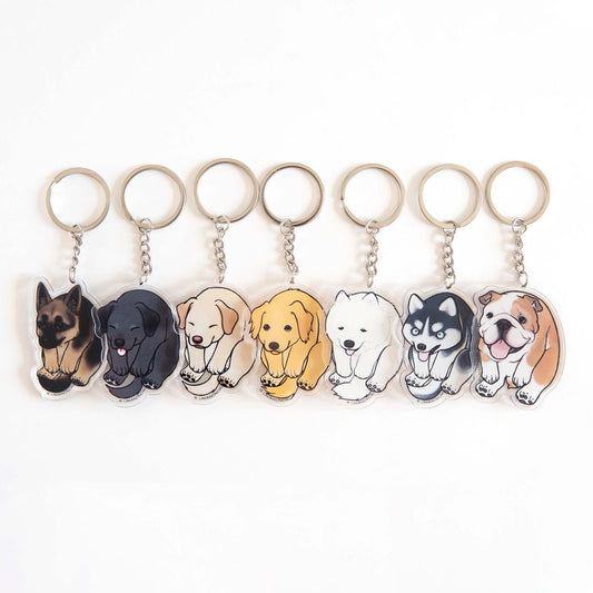 Puppy Acrylic Keychain - 2-side Dog Charms, Gift For Dog Lovers
