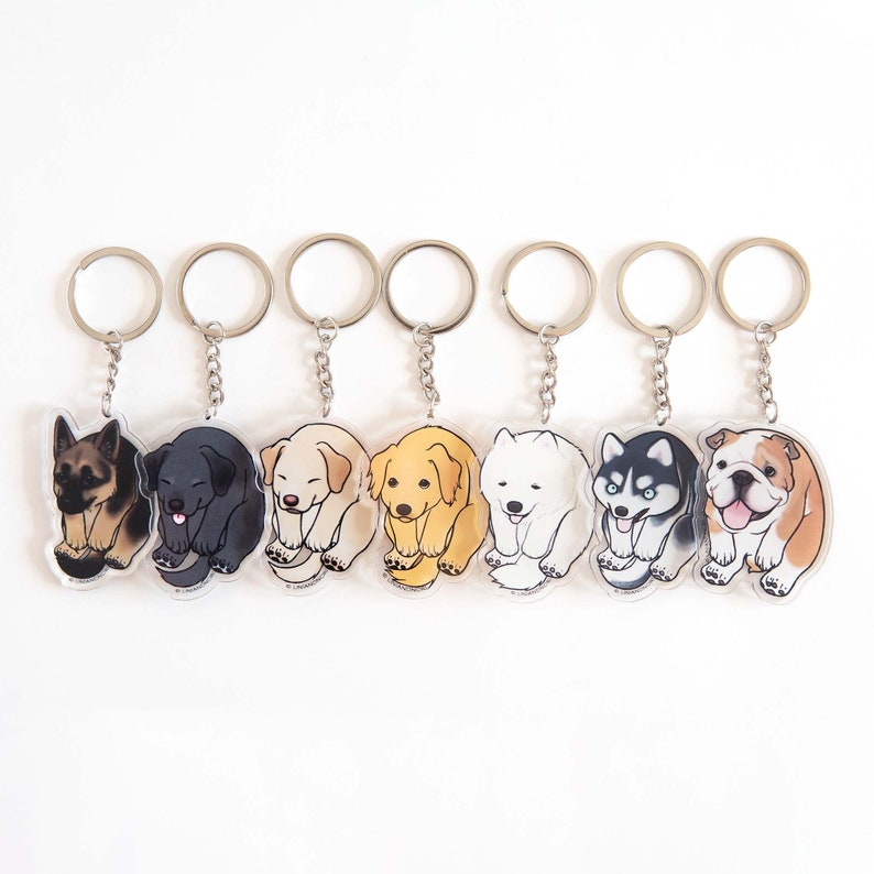 Puppy Acrylic Keychain - 2-side Dog Charms, Gift For Dog Lovers