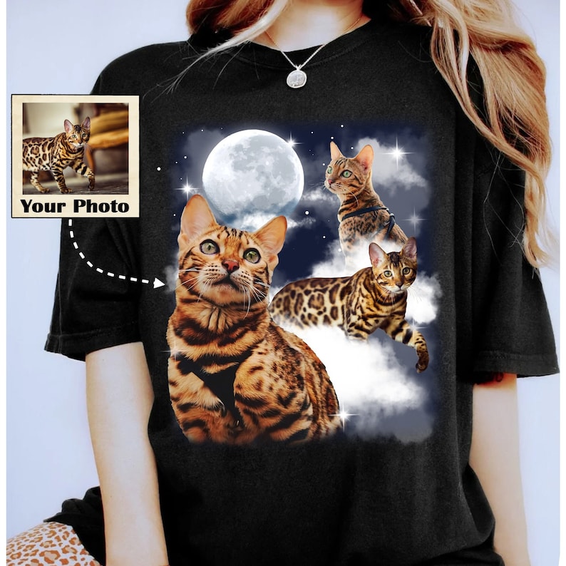 Cat With Moon Custom Your Own Photo Apparel
