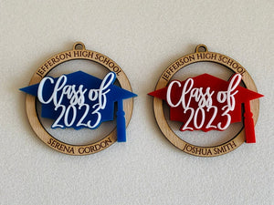 Personalized Graduation Name Ornament Class of 2024 Custom Xmas Gift for Senior Engraved Bauble College Graduate High School Grad University