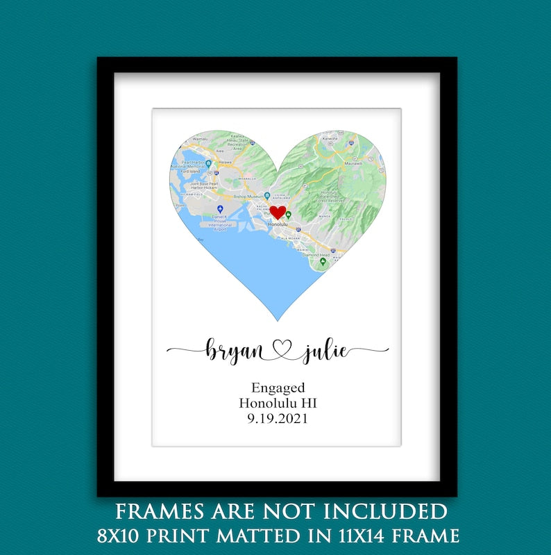 ENGAGEMENT GIFTS for Couple, Unique Personalized Printable Engagement Map, Where it All Began Map, Engagement Gift, Personalized Map Print
