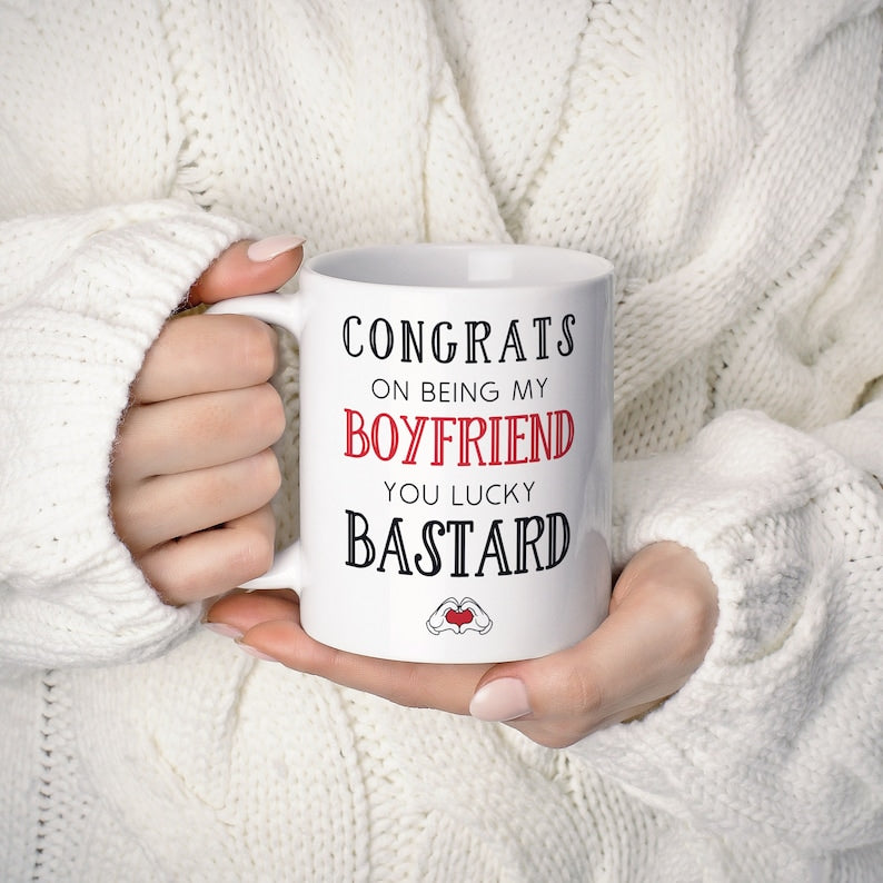 Congrats On Being My Boyfriend Funny Valentines Gift Valentines Gift For Him Anniversary Mug Valentines Mug Gift