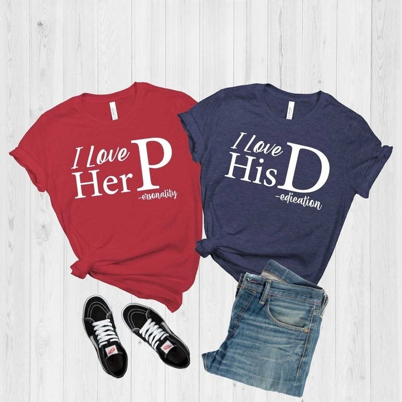 I Love His Dedication, I Love Her Personality Couples Tshirt, Gift For Valentine, Funny Couples Shirts, Anniversary Couples Shirt, Love Tee
