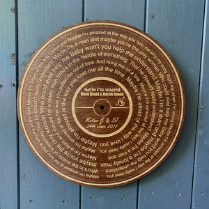 Custom Wooden Song Lyric Wall Art Record Personalised with Your Song & Names and Date - Wedding Wall Art, 5th Anniversary Gift, wood, Vinyl