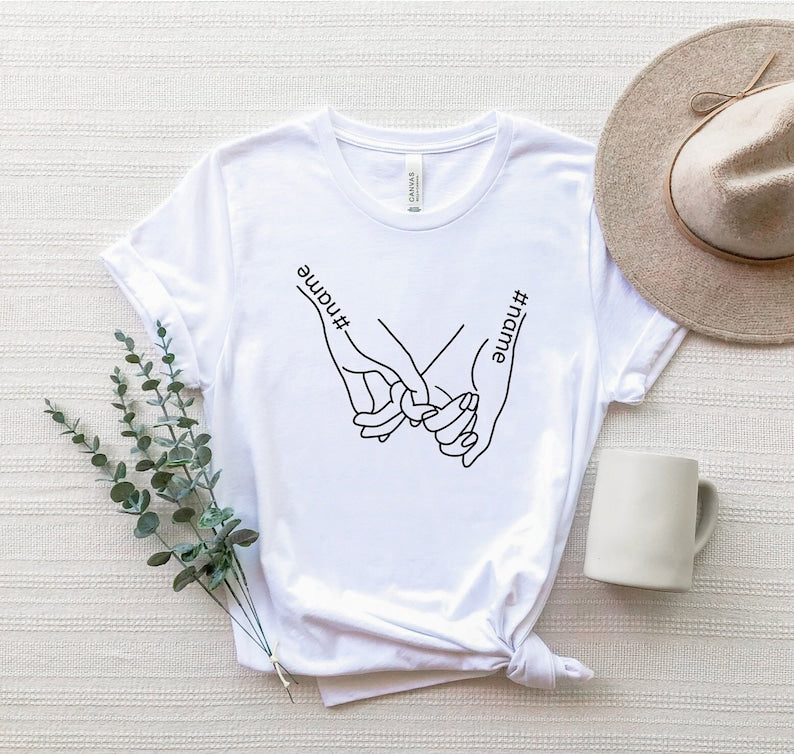 Holding Hands Custom Name Valentine Shirt, Valentines Day Shirt, Custom Name Valentines Day T-Shirt, Custom Couple Shirt, Love Hands Shirt