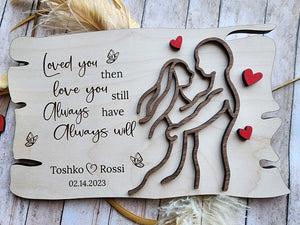 Loved You Then Love You Still Wood Sign, Anniversary Sign, 3D Layered Valentines Day Shelf Sign, Laser Valentines Day Sign