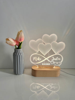 Personalized 3D Illusion LED Lamp | Infinity Heart Valentines Gift | Light up Sign | Couples gift/ Gift for her / Anniversary gift