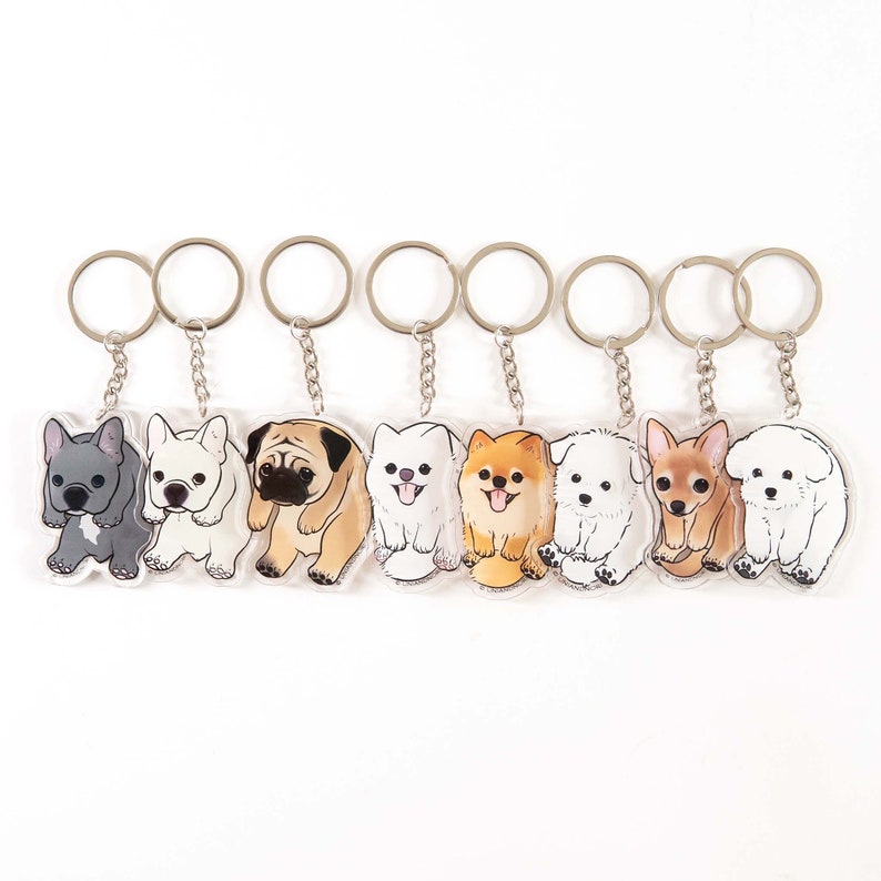 Puppy Acrylic Keychain - 2-side Dog Charms, Gift For Dog Lovers
