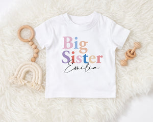 Big Sister Shirt, Little Sister Baby Grow, Cute Siblings Kids Personalised Tees, Baby Bodysuit Matching Sisters Tshirts