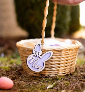 Personalized Bunny Easter Basket Tag Custom Easter Place Card Name Easter Basket Name Charm Kid Easter Basket Child Gift