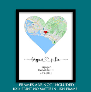ENGAGEMENT GIFTS for Couple, Unique Personalized Printable Engagement Map, Where it All Began Map, Engagement Gift, Personalized Map Print
