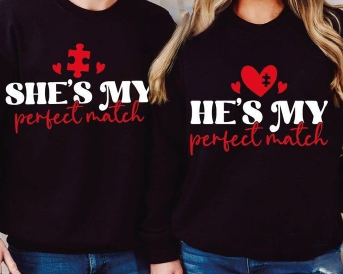 He's My Match Shirts, She's My Match, Couple Valentine Shirts, Valentine Shirt, Couple Shirts, Matching Shirts