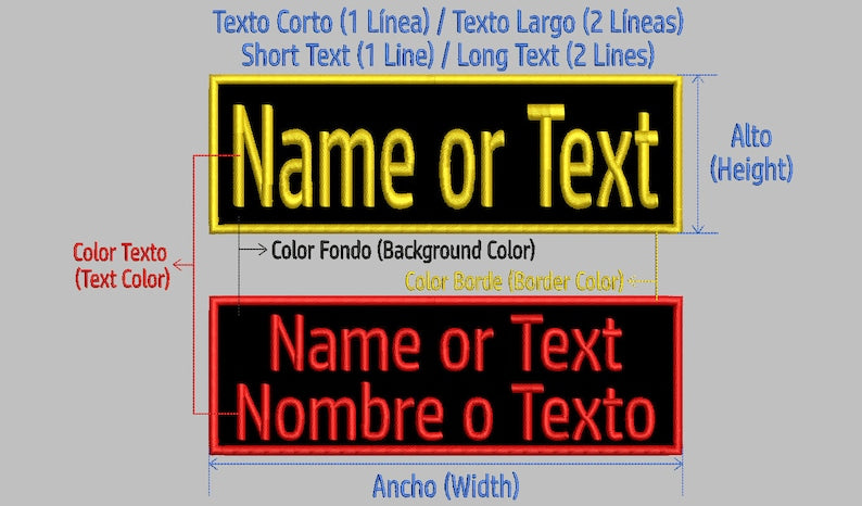 Embroidered Patch (NAME-TEXT) Customizable Iron-On Patch (Rectangular)