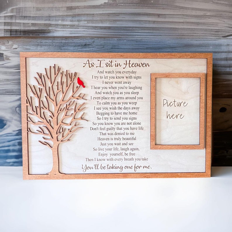 Wood Cardinal Memorial Plaque Memorial Wood Plaque With Stand Remembrance Gift As I Sit In Heaven Memorial Wood Plaque