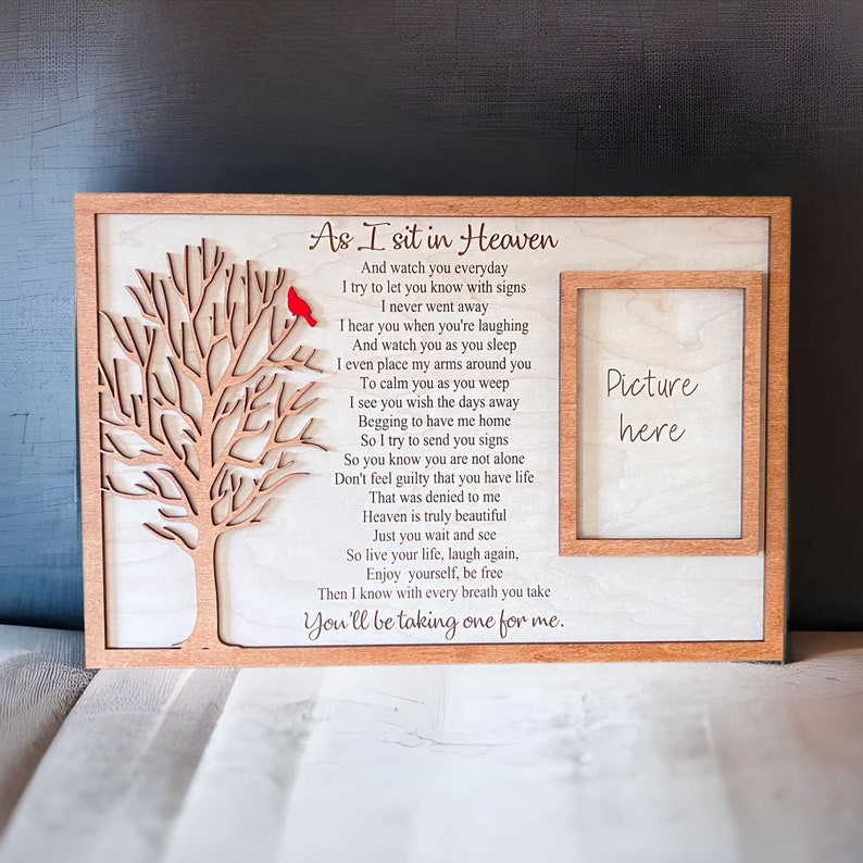 Wood Cardinal Memorial Plaque Memorial Wood Plaque With Stand Remembrance Gift As I Sit In Heaven Memorial Wood Plaque