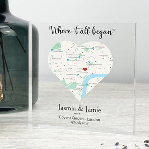 Personalised Anniversary Gifts, Gift for Girlfriend, Boyfriend Gift, Valentines Day gift, Wife Gift, Husband Gift, Custom Map Acrylic Block