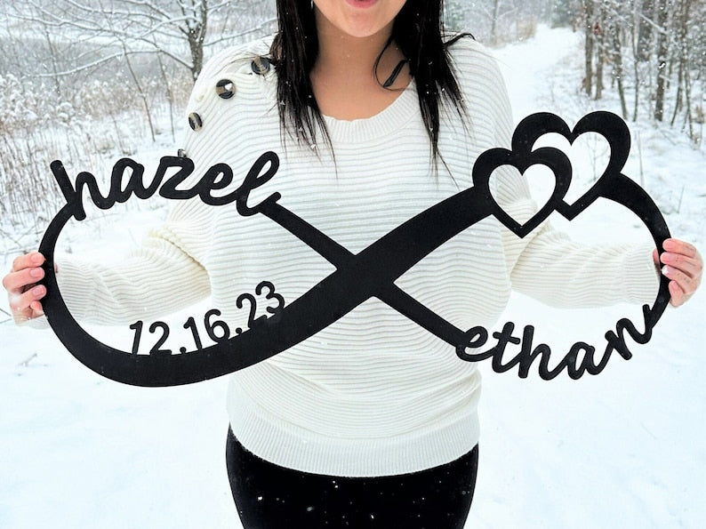 Personalized Wedding Gift for Couple | Custom Infinity Sign | Wedding Date Sign Metal Engagement Sign Anniversary Gift | Bridal Shower Gift