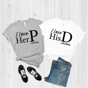 I Love His Dedication, I Love Her Personality Couples Tshirt, Gift For Valentine, Funny Couples Shirts, Anniversary Couples Shirt, Love Tee