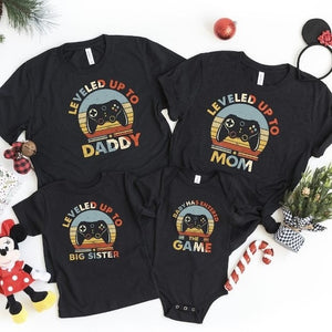 Leveled Up To Daddy - Player 2 Has Entered The Game Shirt, Dad and Baby Matching Shirt, Gift For Husband, Gamer Dad Gift, Funny Dad Shirt