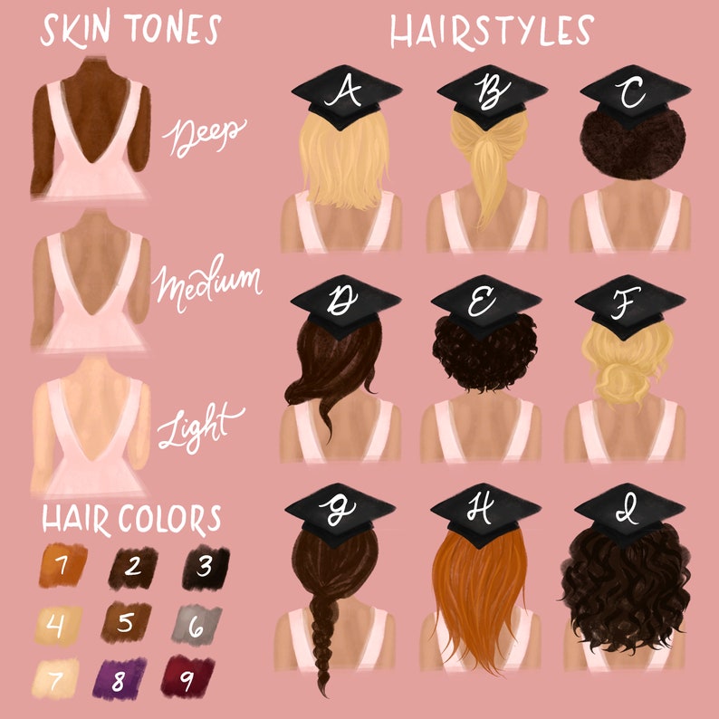 Custom Graduation Cap Topper - Customize Hair and Skin Tone - Custom Printable Grad Cap Topper Bible Verse