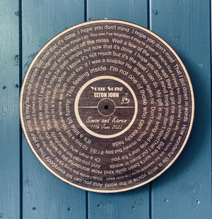 Custom Wooden Song Lyric Wall Art Record Personalised with Your Song & Names and Date - Wedding Wall Art, 5th Anniversary Gift, wood, Vinyl