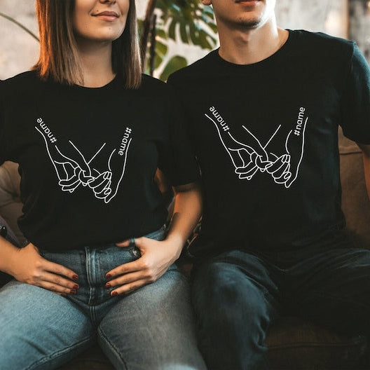 Holding Hands Custom Name Valentine Shirt, Valentines Day Shirt, Custom Name Valentines Day T-Shirt, Custom Couple Shirt, Love Hands Shirt