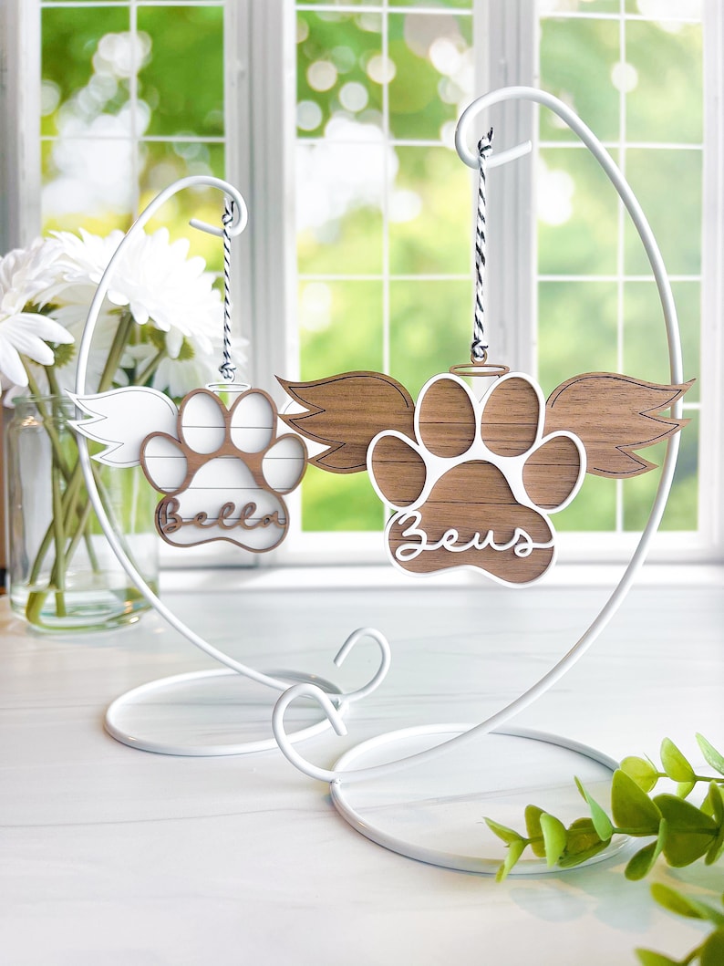 Pet Memorial Ornament, Paw with Wings Christmas Ornament, Shiplap Paw Ornament, Pet Angel Paw Ornament, Personalized Wood Ornament