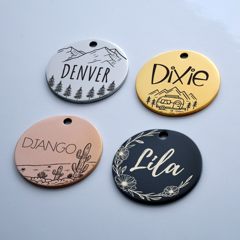 Custom Dog Tag Personalized Dog Name Tag ID Cat Collar Tag Customized Dog Tag Dog Tag Mountains