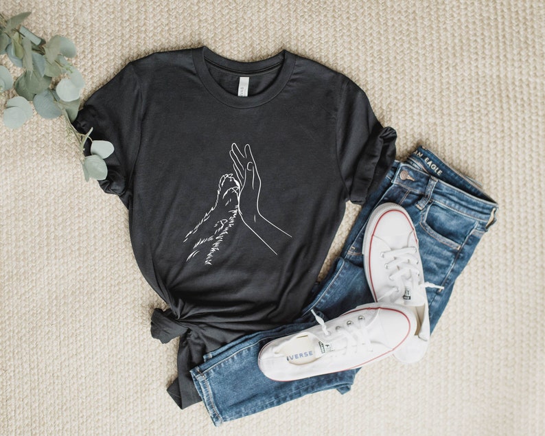 Human Hand and Paw Shirt, Dog Paw Animal Lover Shirt, Gift For Dog Lover, Pet Lover Owner Gifts, High Five Shirt, Dog Shirt, Dog Lover Shirt