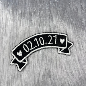 Personalised Date Banner Patch, Anniversary Gift, Birthday, Wedding, Valentine s Day Gift