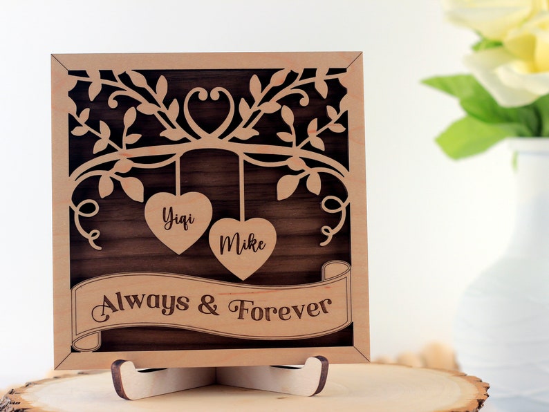 Personalized Wooden Sign Gifts for Couples, Engagement Gifts, Couple Names Wood Sign, Anniversary Gift, Wedding Gift, Better Together