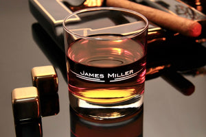 Custom Whiskey Glass with premium quality side and bottom engraving for any special occasion